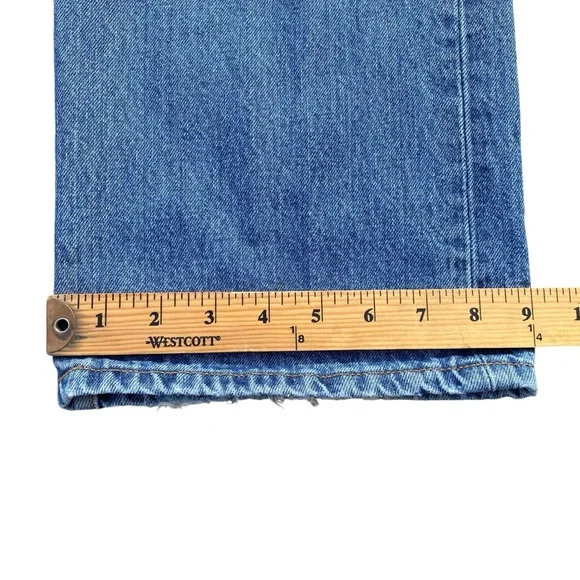Levis 501 Straight Fit Denim Jeans 36 x 32 Stone Washed Blue Y2K Distressed - Picture 12 of 15